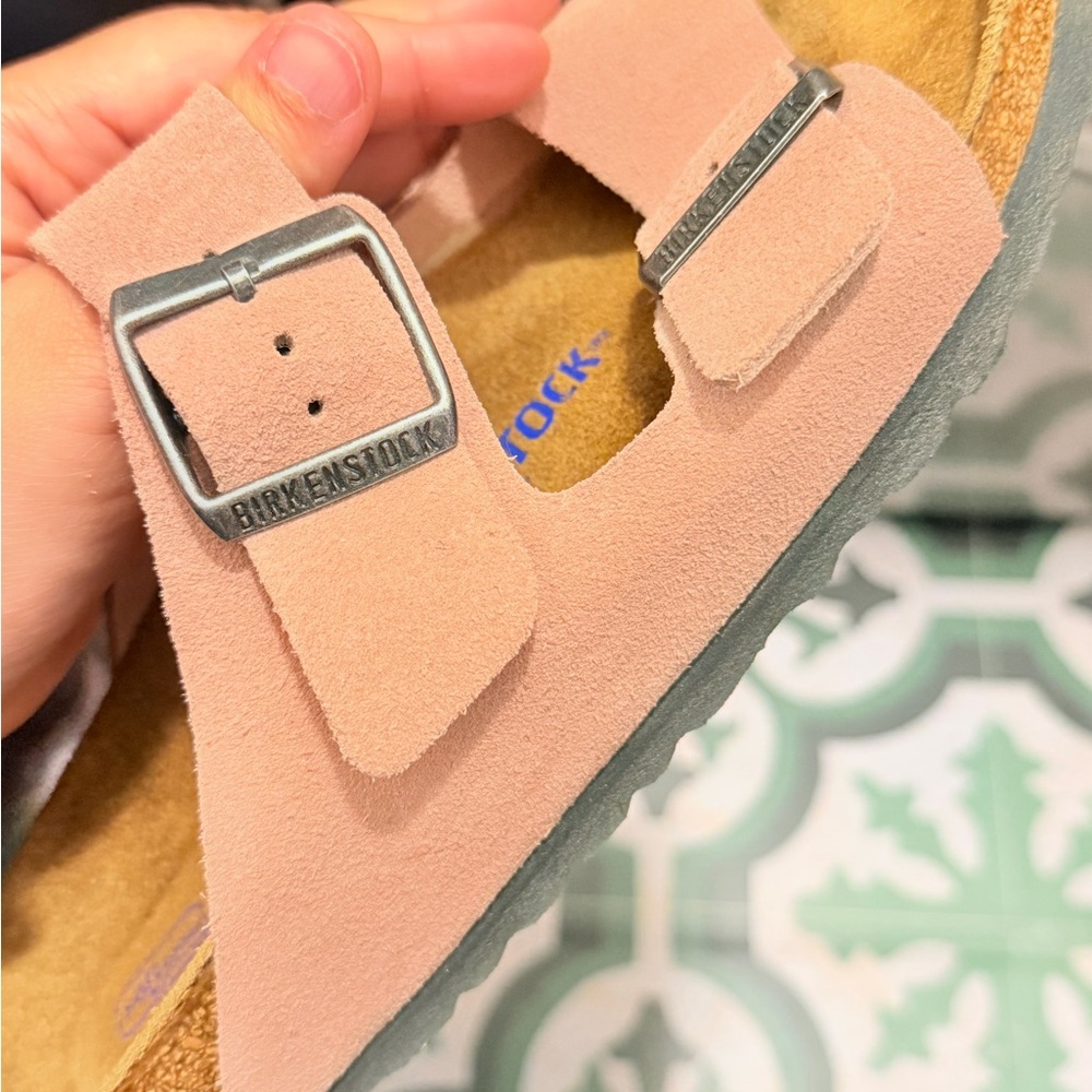 Birkenstock Kids Pink Suede Arizona Two-Strap Sandal - Picture 3 of 5